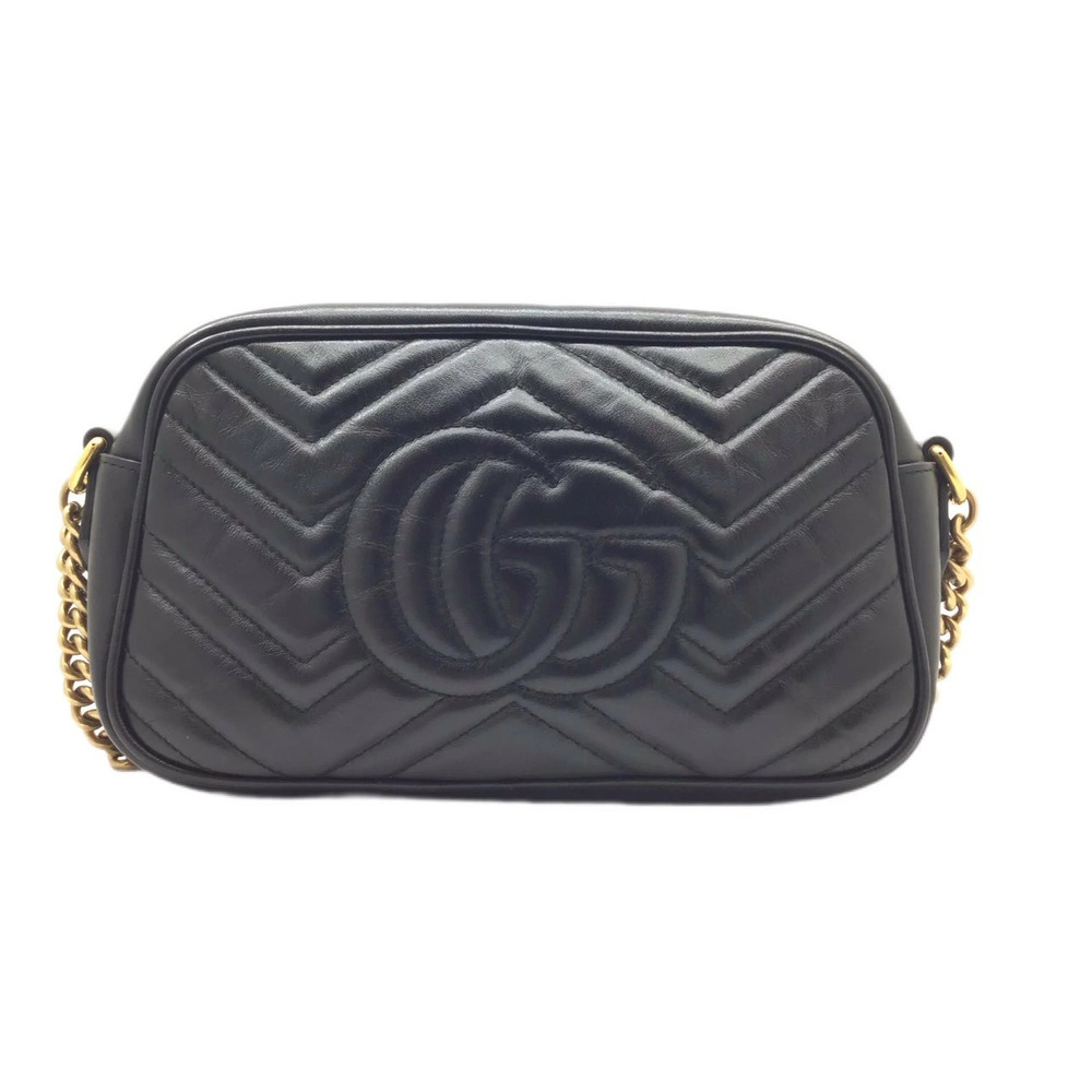 GUCCI GG Marmont Chain Shoulder Bag BlackG fringe crossbody leather